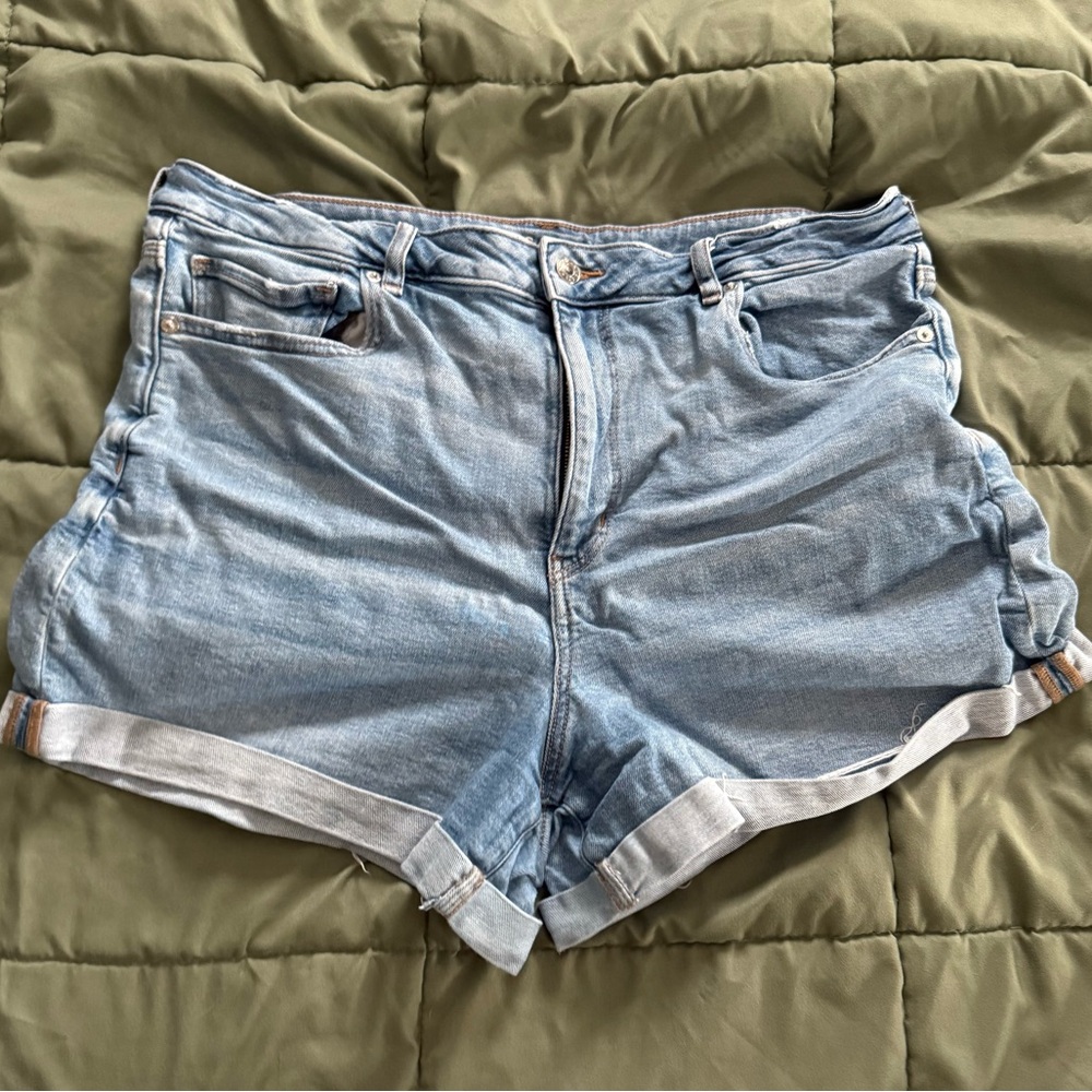 American Eagle Outfitters Blue Jean Shorts Distressed Frayed Hem
